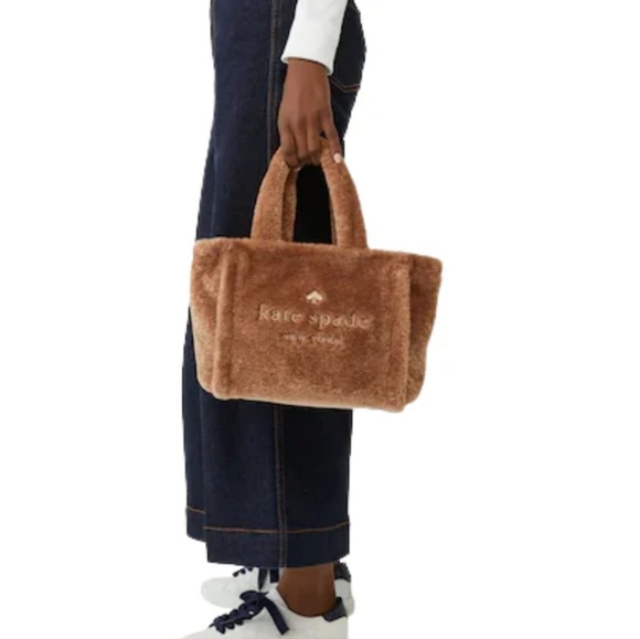 NWT Kate Spade Ella Shearling 2-Way Neutral Tote - Picture 2 of 9